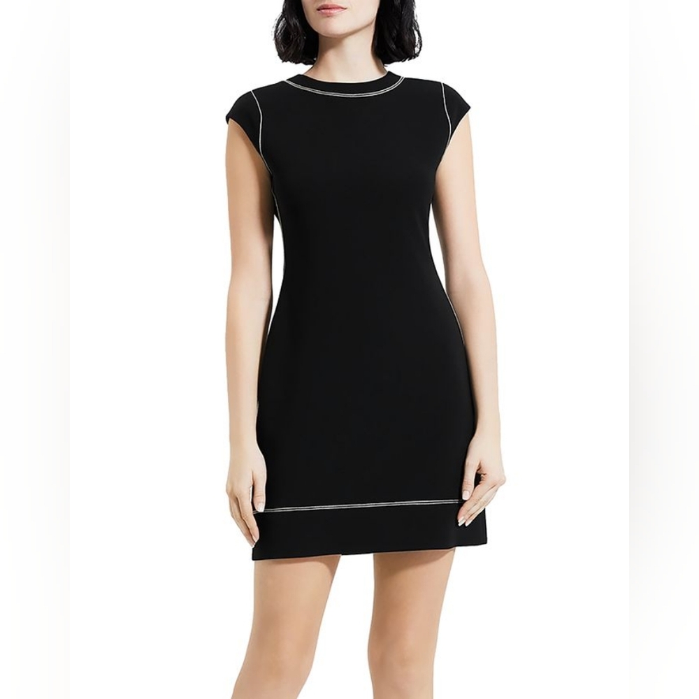 Theory - Embroidered Cap Sleeve Shift Dress - Size 8